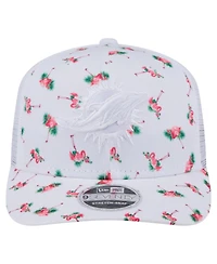 New Era Men's White Miami Dolphins Adventure Flamingo Pattern 9SEVENTY Stretch Snap Hat