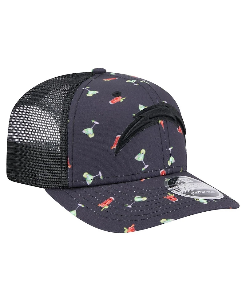 New Era Men's Navy/Black Los Angeles Chargers Adventure Drinks Pattern 9SEVENTY Stretch Snap Hat