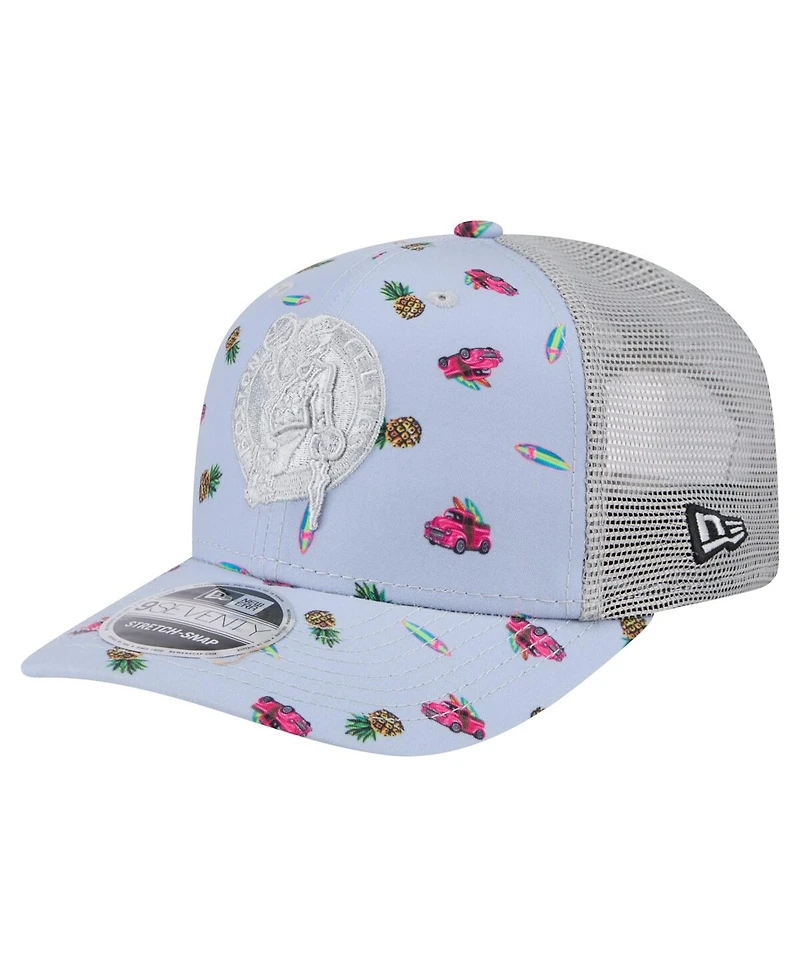 New Era Men's Light Blue/Gray Boston Celtics Adventure Aloha Pattern 9SEVENTY Stretch-Snap Hat