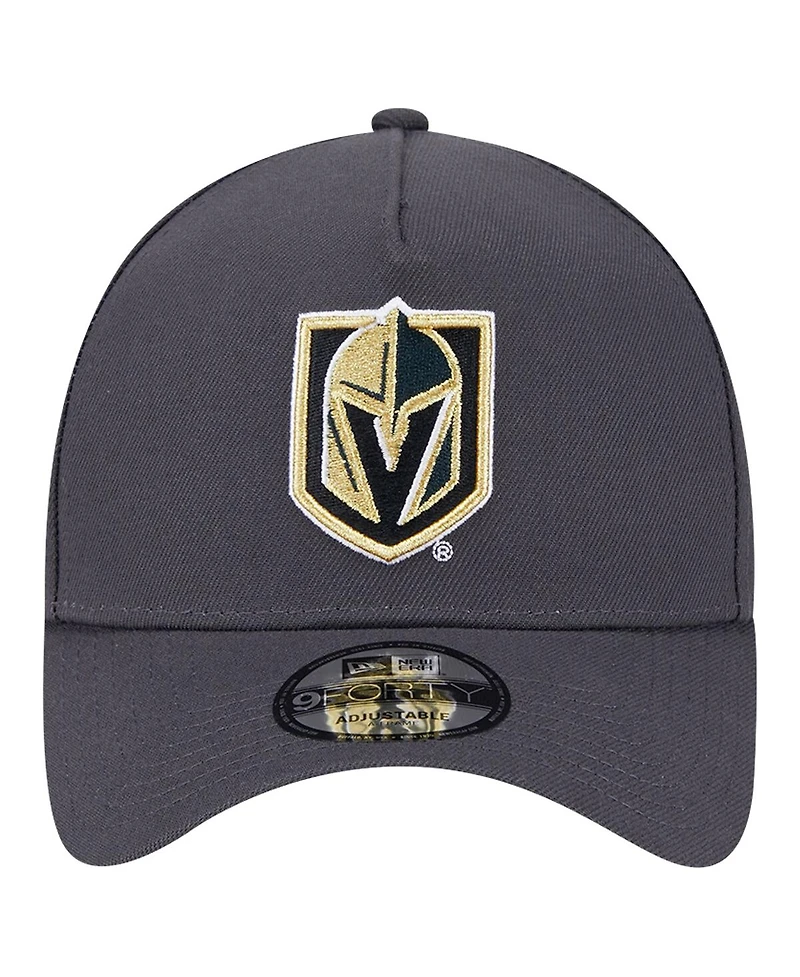New Era Men's Gray Vegas Golden Knights Core A-Frame 9FORTY Adjustable Hat