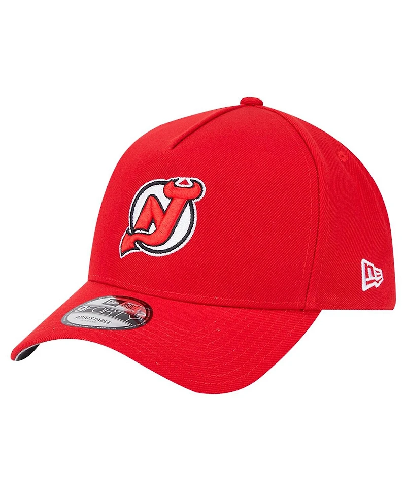 New Era Men's Red New Jersey Devils Core A-Frame 9FORTY Adjustable Hat