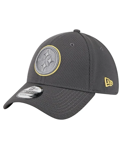New Era Men's Graphite Pittsburgh Steelers Main 39THIRTY Flex Hat