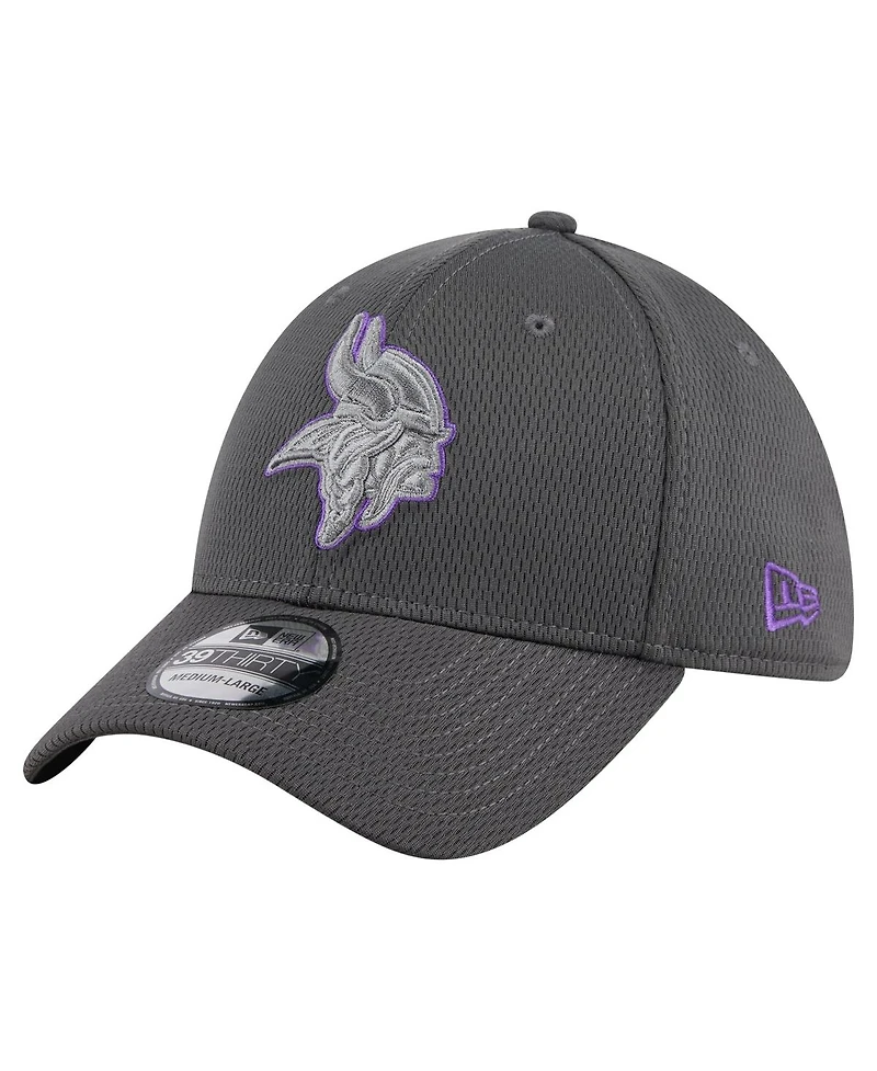 New Era Men's Graphite Minnesota Vikings Main 39THIRTY Flex Hat