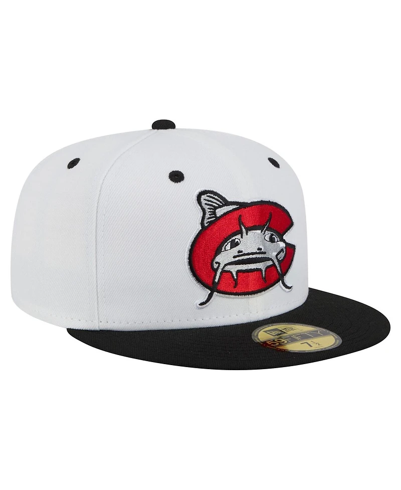 New Era Men's White/Black Carolina Mudcats Authentic Collection 59FIFTY Fitted Hat