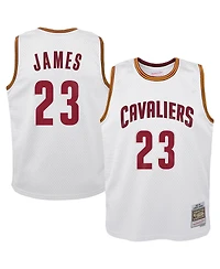 Mitchell & Ness Big Boys and Girls LeBron James White Cleveland Cavaliers 2015-16 Hardwood Classics Swingman Throwback Home Jersey