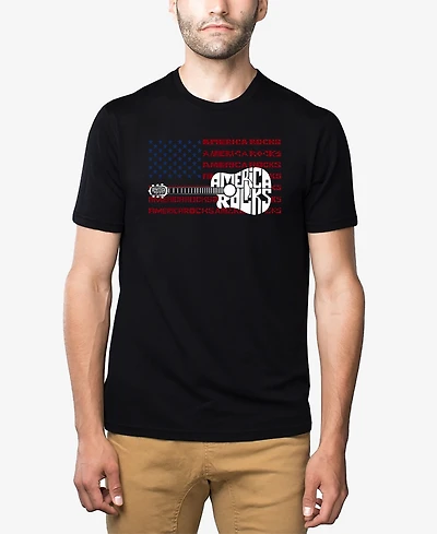 La Pop Art Men's America Rocks Premium Blend Word T-Shirt