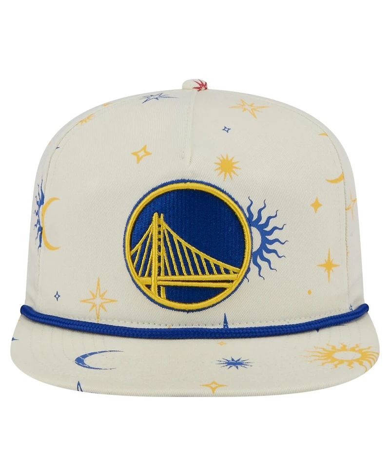 New Era Men's Cream Golden State Warriors Lunar Golfer Snapback Hat