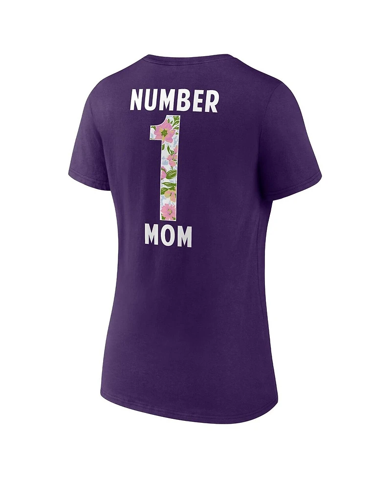 Logo Athletic Women's Purple Baltimore Ravens Number 1 Mom Floral V-Neck T-Shirt