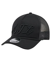 New Era Men's Black Atlanta Braves City Initial 9FORTY A-Frame M-Crown Adjustable Trucker Hat