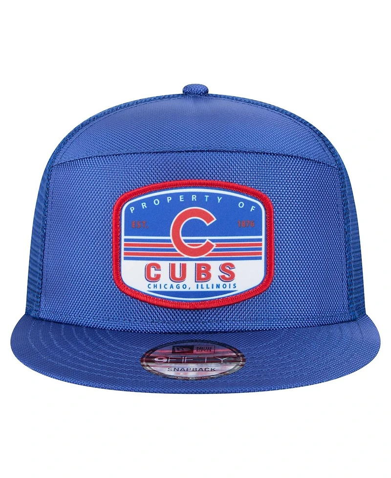New Era Men's Royal Chicago Cubs Split Panel 9FIFTY Trucker Snapback Hat