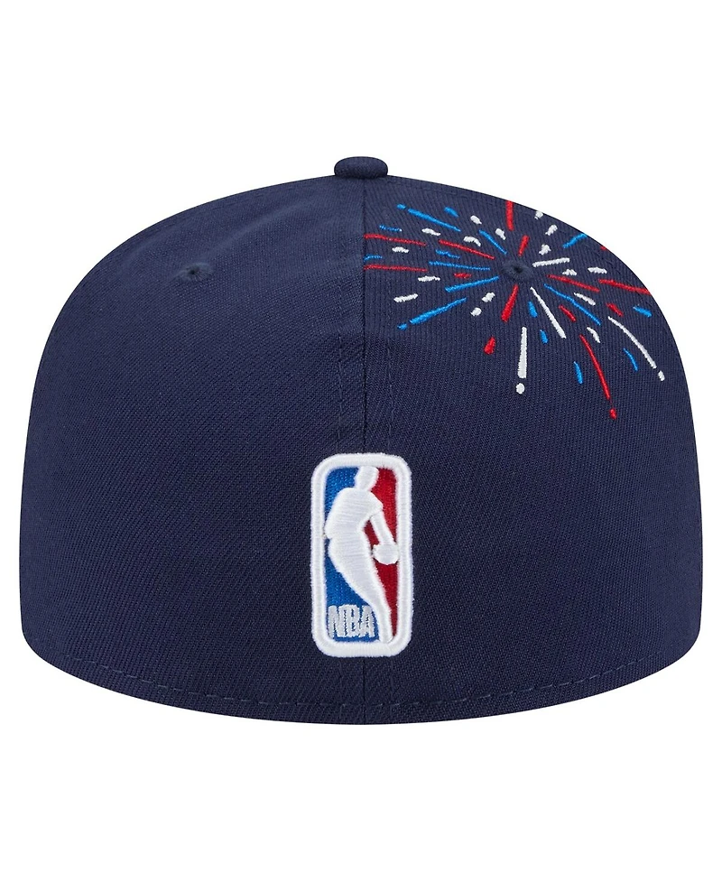 New Era Men's Navy Golden State Warriors Americana Fireworks 59FIFTY Fitted Hat