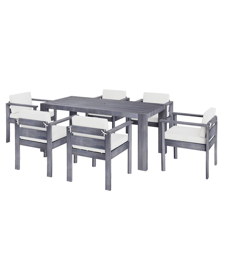 Streamdale 7-Pc Patio Dining Set 70.8" Table, Cushioned Chairs