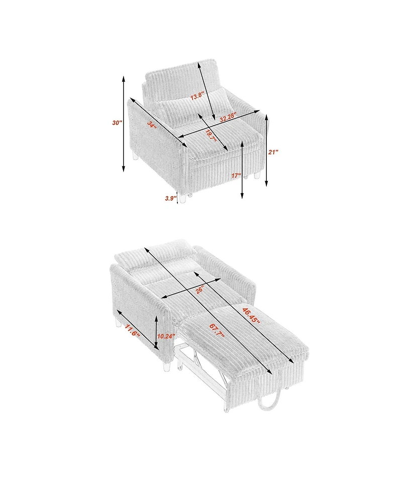 Yellow comfortable chair for Small apartment Bedroom space Balcony Small sofa bed Lazy Small sofa with a pillo