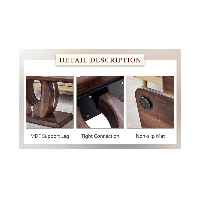Streamdale Modern Minimalist Walnut Coffee Table with Textured Sticker