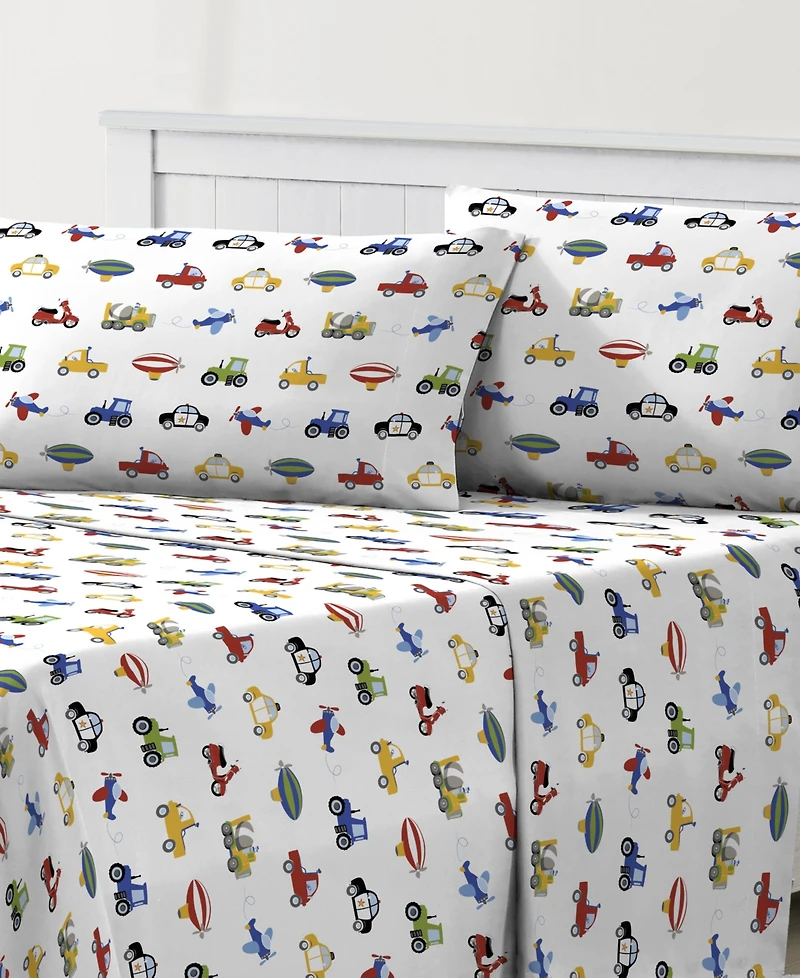 Dream Factory Trains Trucks 4-Pc. Sheet Set, Full
