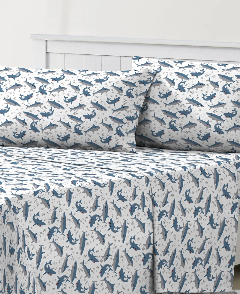 Dream Factory Sharks 4-Pc. Sheet Set, Full