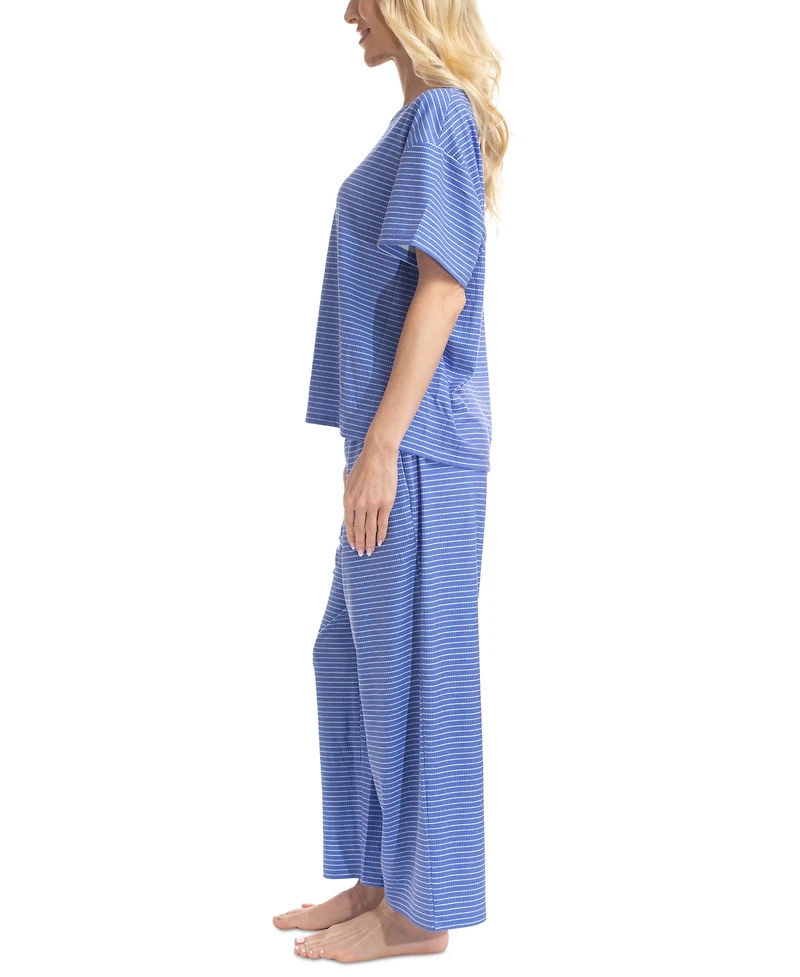 Muk Luks Women's Nautical Ribbed Lounge Pajama Set