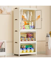 Streamdale Portable Wardrobe Closet with Hanging Rod & Cubbies