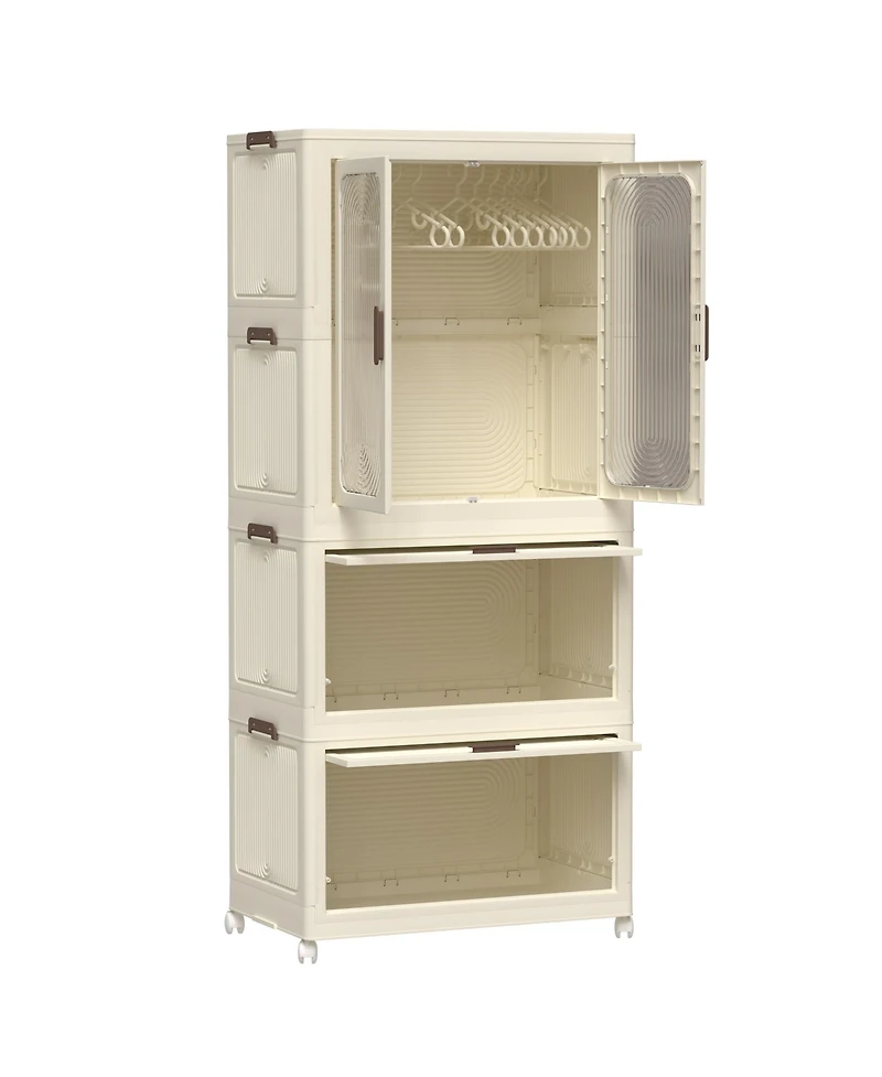 Streamdale Portable Wardrobe Closet with Hanging Rod & Cubbies