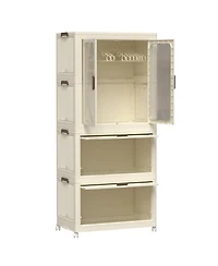 Streamdale Portable Wardrobe Closet with Hanging Rod & Cubbies