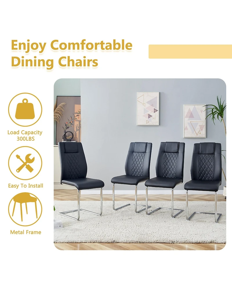 Streamdale 55" Cream White Dining Set Table & 6 Black Chairs