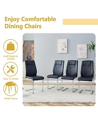 Streamdale 55" Cream White Dining Set Table & 6 Black Chairs