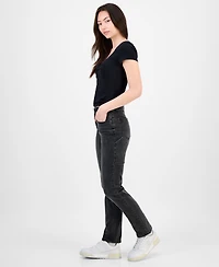 Dollhouse Juniors' Western Belt Relaxed Straight-Leg Jeans