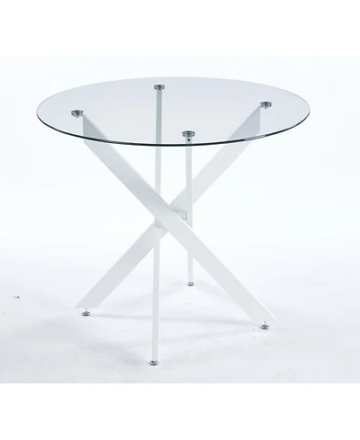 Streamdale Modern Cross-Leg Dining Table with Tempered Glass (90x90x75cm)