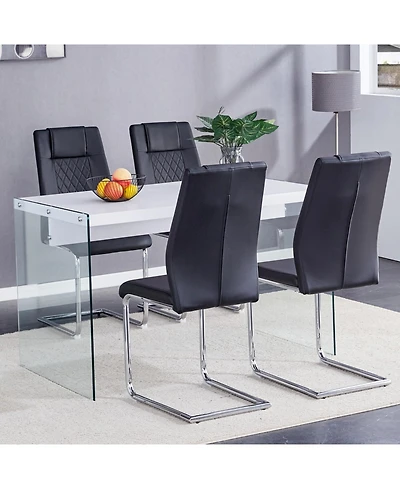 Streamdale Elegant White Mdf Coffee Table and 4 Pu Chairs