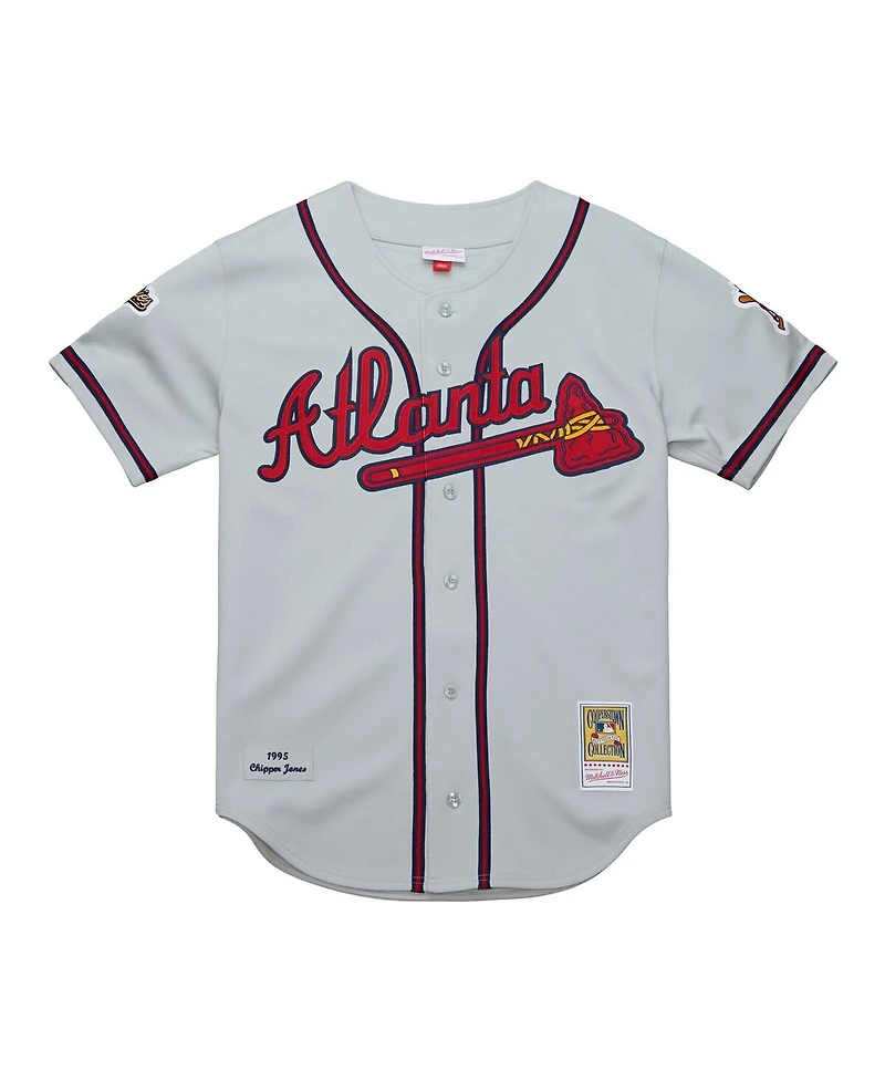 Mitchell & Ness Men's Chipper Jones Gray Atlanta Braves 1995 Throwback Authentic Jersey