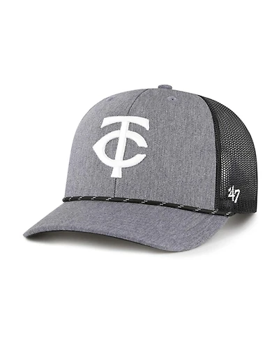 '47 Brand Men's Charcoal Minnesota Twins Carbon Rope Trucker Adjustable Hat