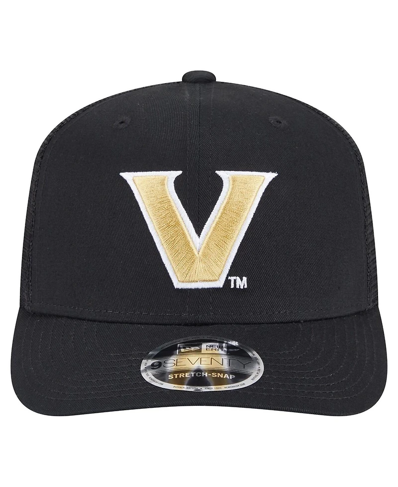 New Era Men's Black Vanderbilt Commodores Primary 9SEVENTY Trucker Stretch-Snap Hat