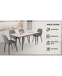 Streamdale White Extendable Dining Set Table & 4 Grey Chairs