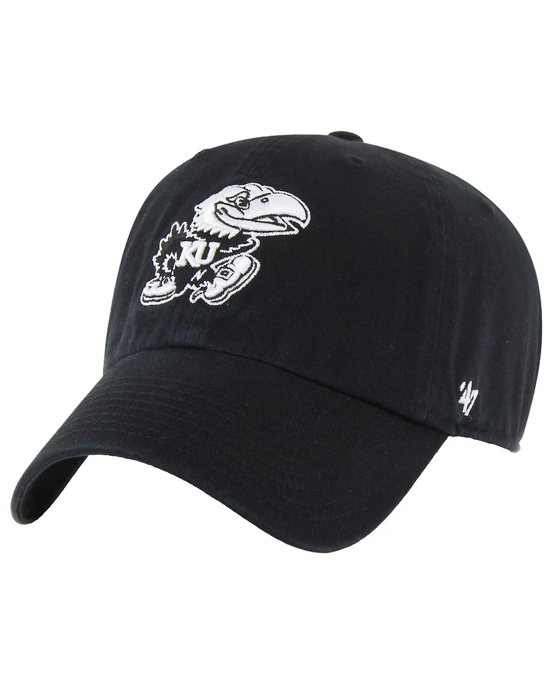 '47 Brand Men's Black Kansas Jayhawks Clean Up Adjustable Hat