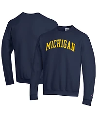 Champion Men's Navy Michigan Wolverines Basic Arch Fleece Pullover Sweatshirt
