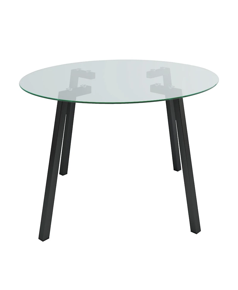Streamdale Modern Round Glass Table with 4 Chairs (Set of 5)