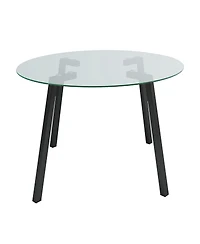 Streamdale Modern Round Glass Table with 4 Chairs (Set of 5)