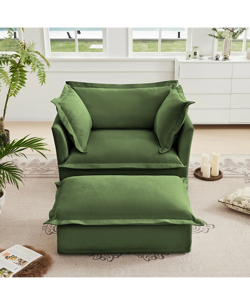 Streamdale Armchair with Ottoman, Deep Seat Chenille Set