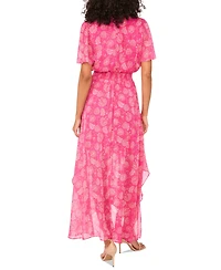 Msk Women's Flutter-Sleeve Handkerchief-Hem Maxi Dress