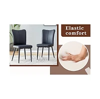 Streamdale Modern Marble Dining Set Table (55"x31.4") + 6 Black Pu Chairs