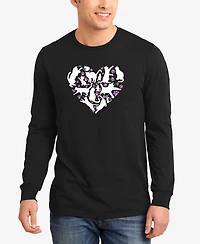 La Pop Art Men's Cat Heart Word Long Sleeve T-Shirt