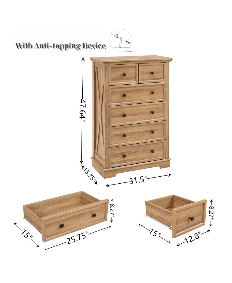 Streamdale 6-Drawer Tall Dresser (Oak)