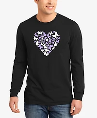 La Pop Art Men's Butterfly Heart Word Long Sleeve T-Shirt