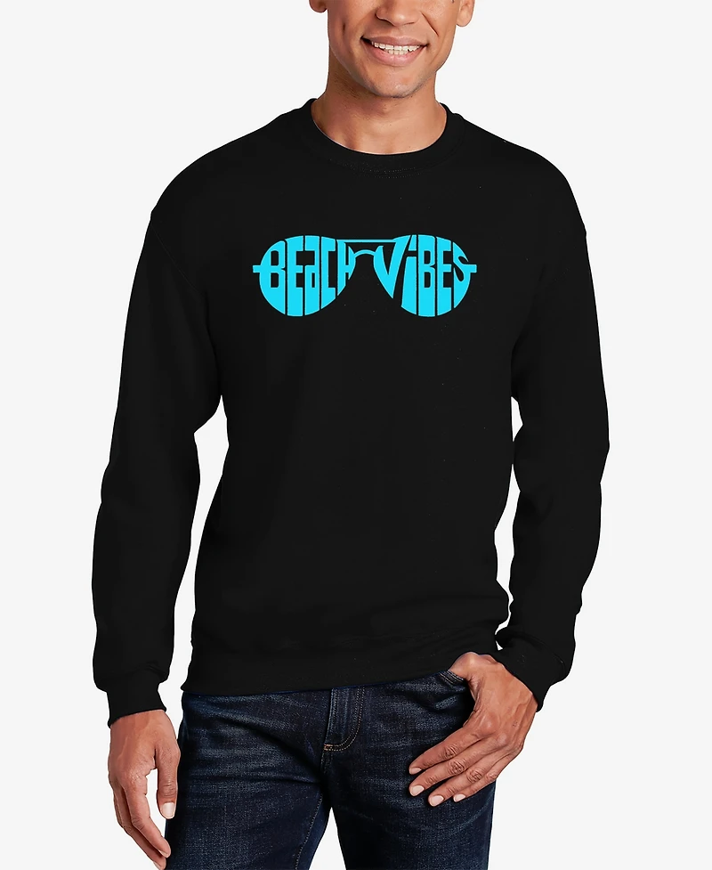 La Pop Art Men's Beach Vibes Word Crewneck Sweatshirt