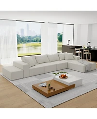 Streamdale Modern Upholstered Sectional Sofa Couch Set, 132" L-Shaped
