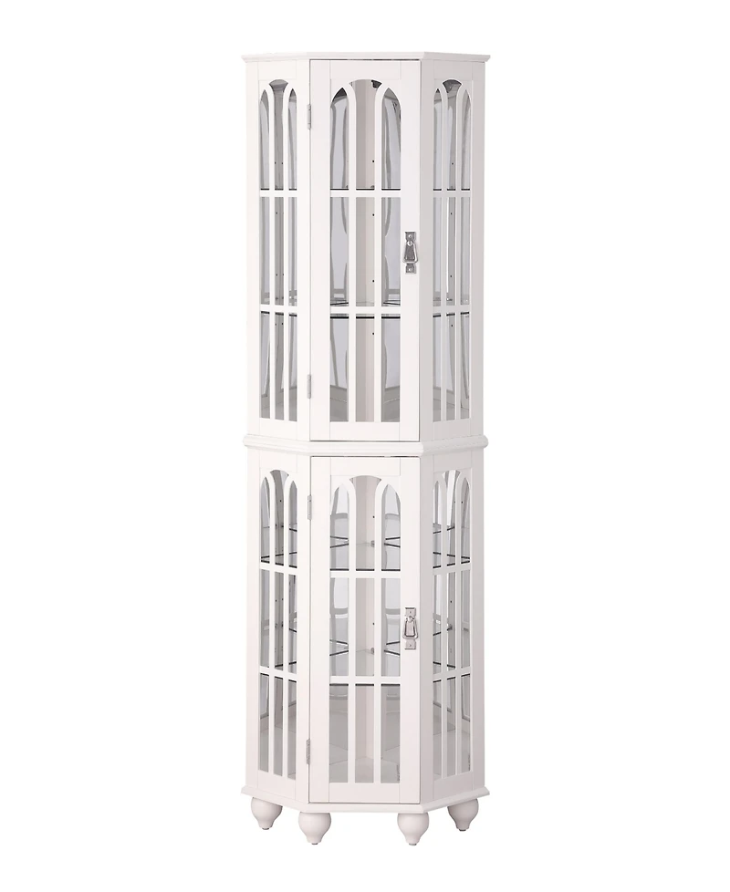 Streamdale Corner Curio Cabinet with Adjustable Glass Shelves and Mirrored Back