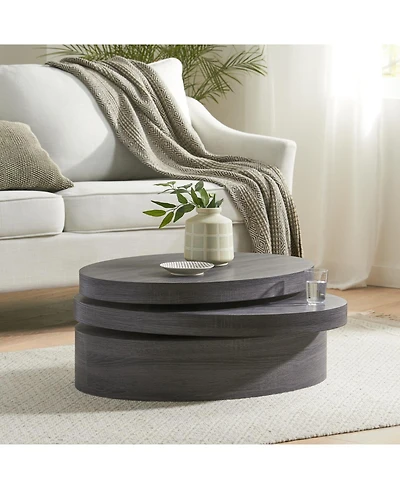 Streamdale Multi-Functional Oval Rotating Coffee Table with 3 Layer Surfaces