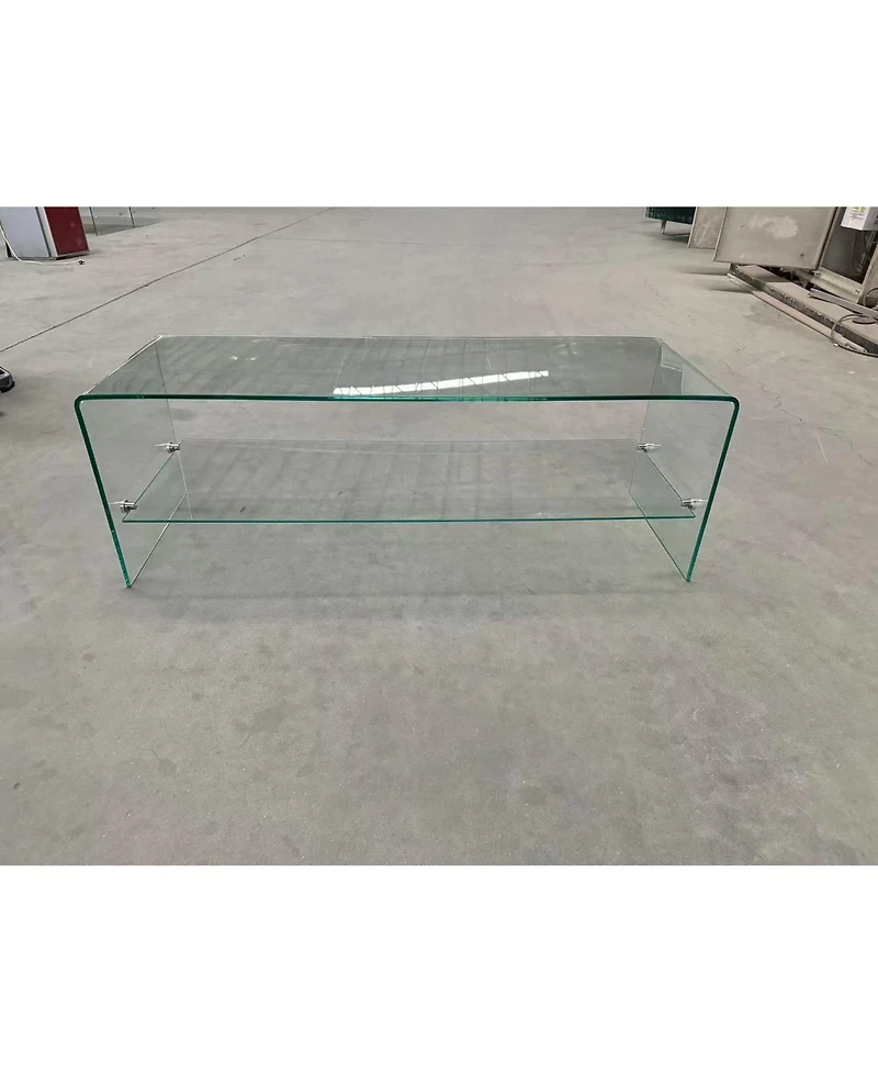 Streamdale Clear Glass Tv Table, Tempered Clear Glass Tv Stand for Living Room