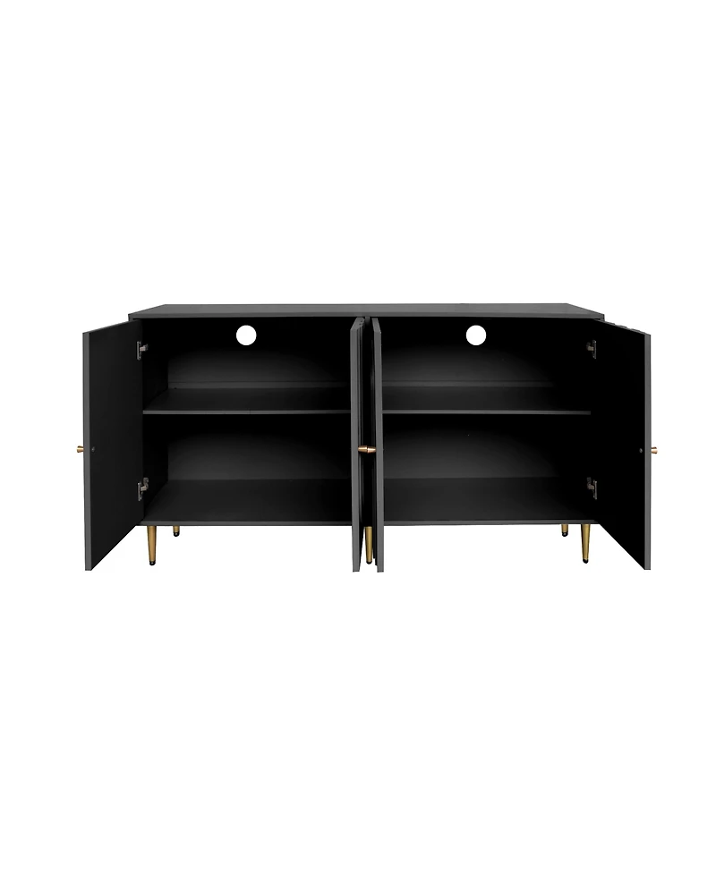 Streamdale Black Lacquered 4-Door Sideboard Cabinet for Living Room and Beyond
