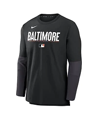 Nike Men's Black Baltimore Orioles Authentic Collection City Connect Lightweight Player Tri-Blend Performance Long Sleeve T-Shirt